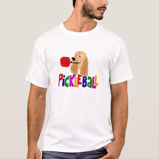 T-shirt Cocker drôle avec la palette de Pickleball (Devant)