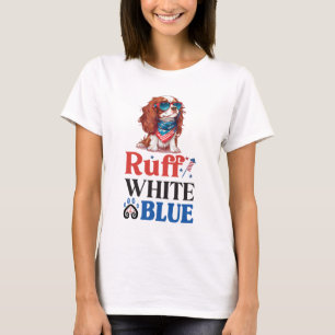 T-shirt Cocker Patriotique Spaniel Ruff Blanc & Bleu