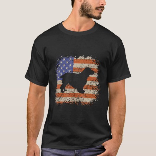 T-shirt Cocker Spaniel American Flag USA Dog Puppy US (Devant)