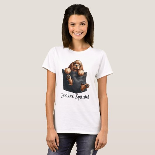 T-shirt Cocker Spaniel Chien Dans Une Poche (Devant entier)