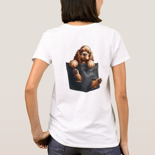 T-shirt Cocker Spaniel Chien Dans Une Poche (Dos)