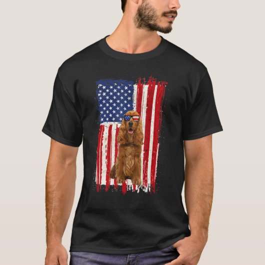 T-shirt Cocker Spaniel Chien Drapeau Américain 4ème De (Devant)