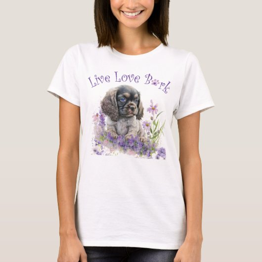 T-shirt Cocker Spaniel Chien Maman Floral (Devant)