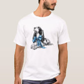 T-shirt Cocker Spaniel Dog with Blue Bow Hand-Drawn Sketch (Devant)