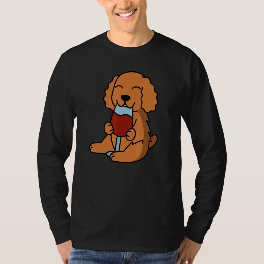T-shirt Cocker Spaniel Drinking Wine Dog (Devant)