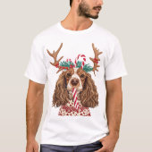 T-shirt Cocker Spaniel Funny Christmas (Devant)