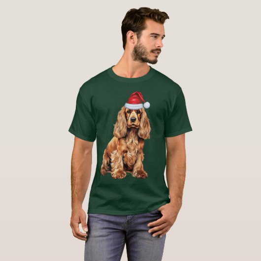 T-shirt Cocker Spaniel Funny Christmas Père Noël Chien (Devant entier)
