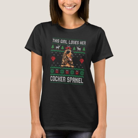 T-shirt Cocker Spaniel Girl Cool Ugly Christmas for Dog Mo (Devant)