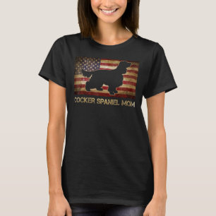 T-shirt Cocker Spaniel Maman Vintage Américaine Drapeau Pa