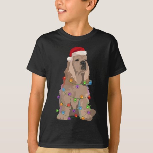 T-shirt Cocker Spaniel Noël Lumières Noël Amoureux des chi (Devant)