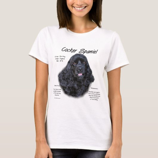 T-shirt Cocker Spaniel (noir) Histoire Design (Devant)