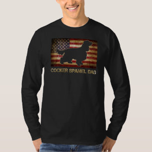 T-shirt Cocker Spaniel Papa Vintage Américain Drapeau Patr