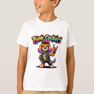 T-shirt Cocker Spaniel Punk Coloré Chien Punk Rock