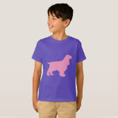 T-shirt Cocker Spaniel Silhouette en rose (Devant entier)