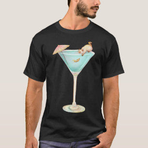 T-shirt Cocktail d'été Kawaii, Chat jouant avec des poisso