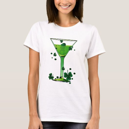 T-shirt Cocktail Jour de la Saint Patrick vert & Leprechau (Devant)