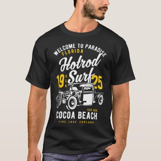 T-shirt Cocoa Beach Florida Retro Hotrod Surf  11 (Devant)