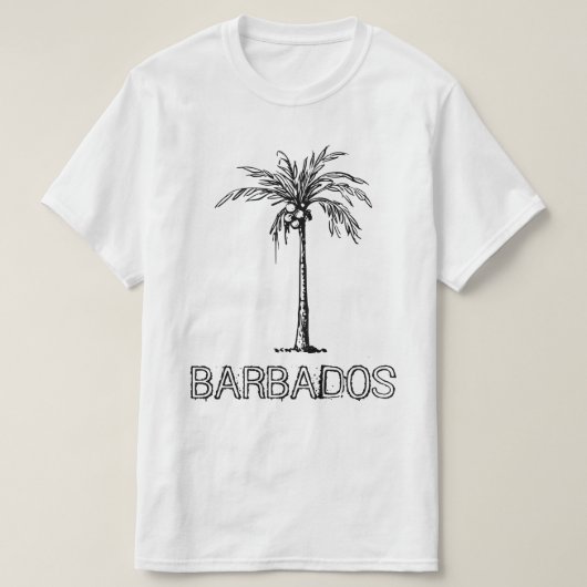 T-shirt Cocotier barbadien noir et blanc (Design devant)