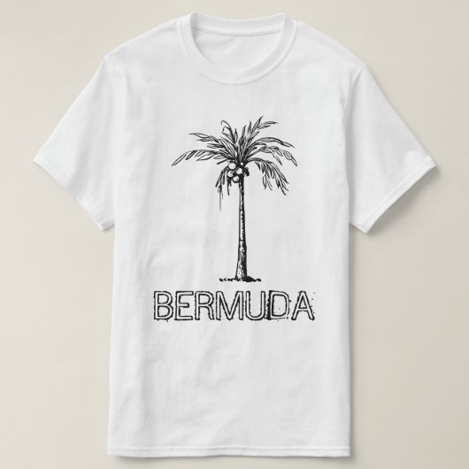 T-shirt Cocotier Bermudes design noir et blanc (Design devant)