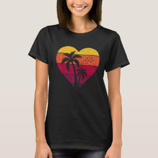 T-shirt Cocotier couché de soleil Vintage rétro Palm Tree
