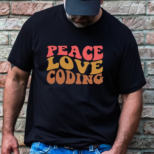 T-shirt Codage d'amour de paix rétro