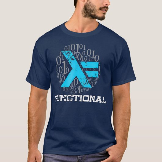 T-shirt Codage Haskell fonctionnel Merch blanc et bleu (Devant)