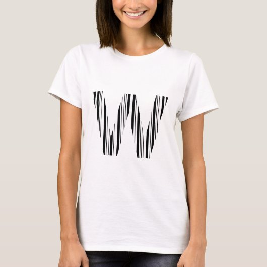 T-shirt CODE À BARRES DE LA LETTRE W Premier motif de code (Devant)