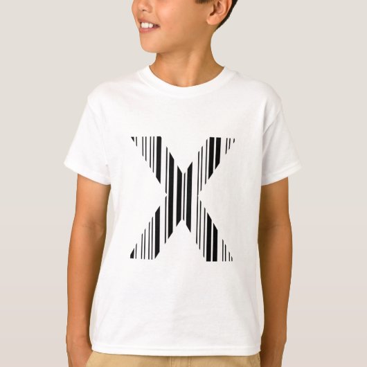 T-shirt CODE À BARRES DE LA LETTRE X Première initiale Mod (Devant)