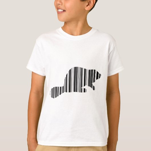 T-shirt CODE BARRE CASTOR Modèle de code-barres animal (Devant)