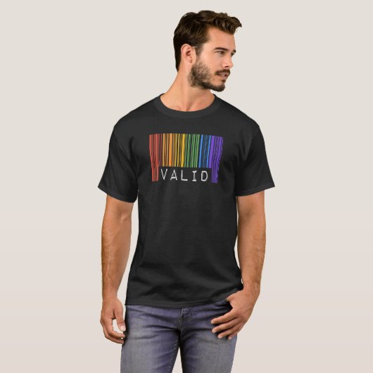 T-shirt Code-Barre Gay Valide Lgbtq Ally Tendance Rainbow (Devant entier)