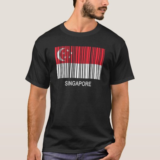 T-shirt Code-barres du drapeau de Singapour (Devant)