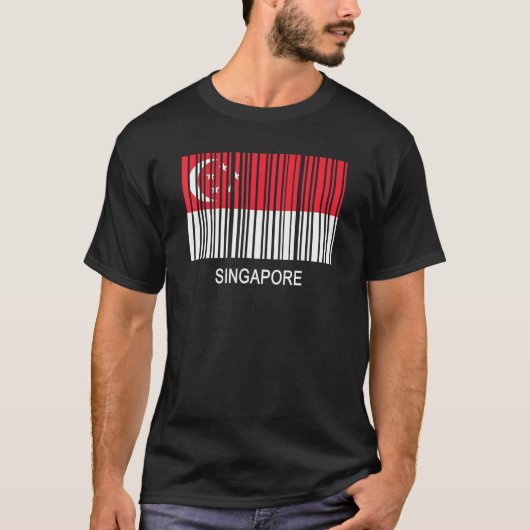 T-shirt Code-barres du drapeau de Singapour (Devant)
