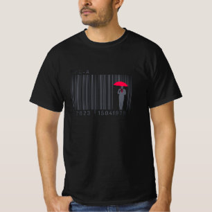 T-shirt Code-barres d'un homme élégant tenant un parapluie