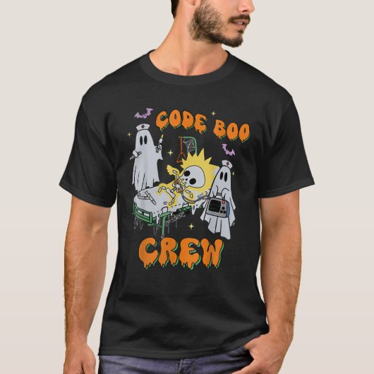 T-shirt Code Boo Crew Funny Ghost Nurse Halloween Ghost ER (Devant)