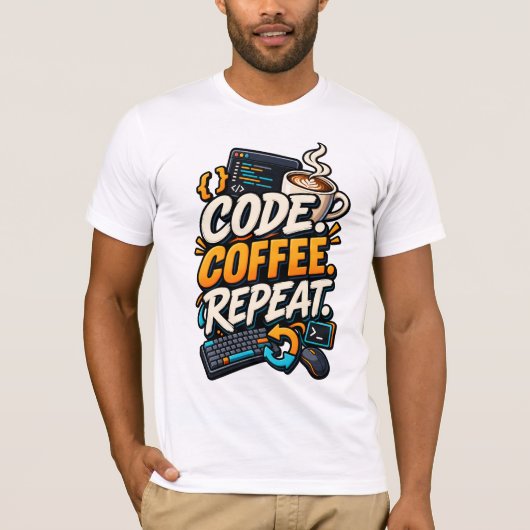 T-shirt Code Café Répéter (Devant)