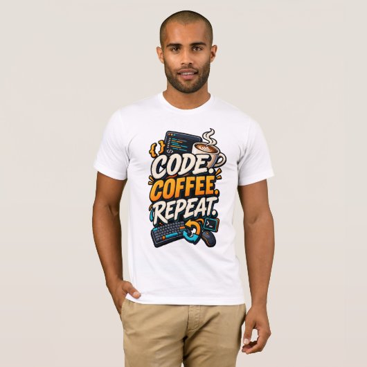 T-shirt Code Café Répéter (Devant entier)
