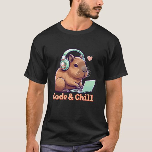 T-shirt Code Chill Cute Capybara Coding Geek Girl Capybara (Devant)