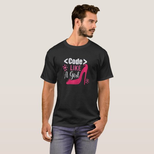 T-shirt Code Comme une fille Coder Programmer Girl's Cod (Devant entier)