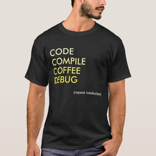 T-shirt Code Compile Coffee Debug (Devant)