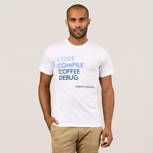 T-shirt Code Compile Coffee Debug (Devant entier)