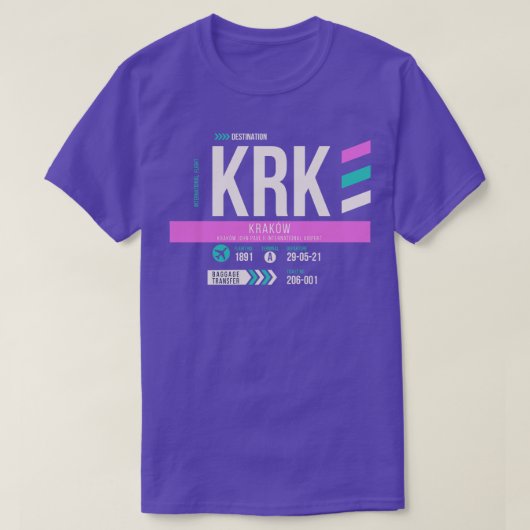 T-shirt Code de l'aéroport de Krakow KRK Balise 1 (Design devant)
