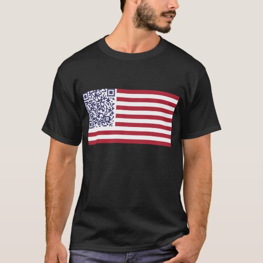 T-shirt Code de l'hymne national QR de drapeau américain (Devant)
