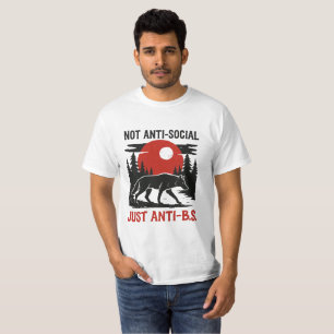 T-shirt Code de Loup Solitaire – Pas Antisocial, Juste Con