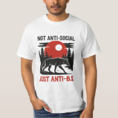 T-shirt Code de Loup Solitaire – Pas Antisocial, Juste Con (Devant)