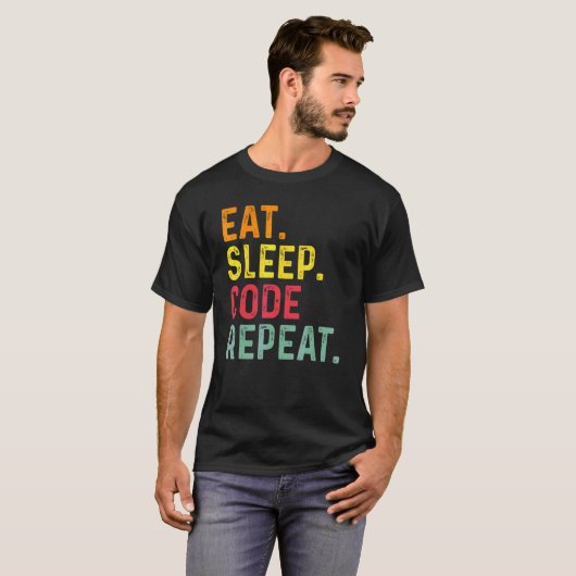 T-shirt Code de programmation de répétition de code de vei (Devant entier)