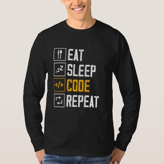 T-shirt Code de sommeil de l'alimentation Chaîne de progra (Devant)