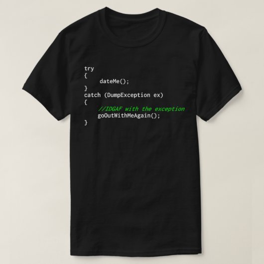 T-shirt Code d'exception de programmeur (Design devant)