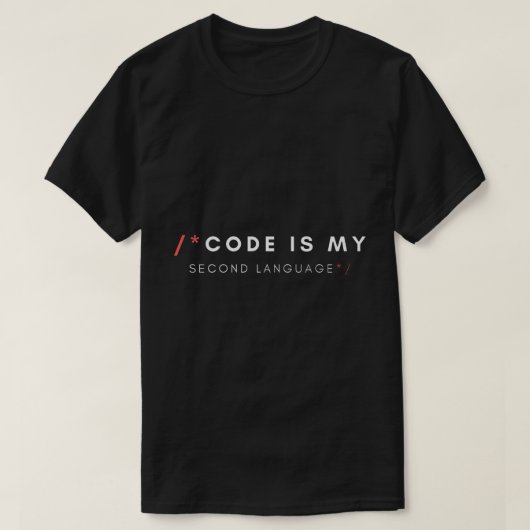 T-shirt Code Est Ma Langue Seconde Drôle Programmeur (Design devant)