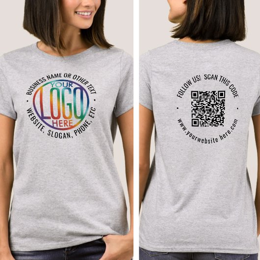 T-shirt Code et logo QR d'entreprise personnalisés avant a