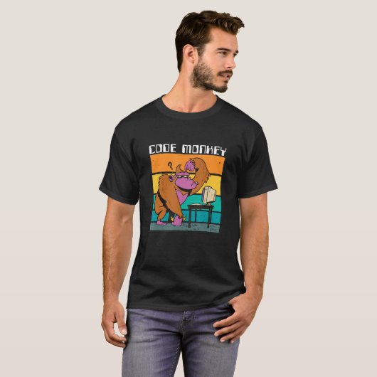 T-shirt Code Monkey Gorilla Retro Coder PC Nerd Gee (Devant entier)